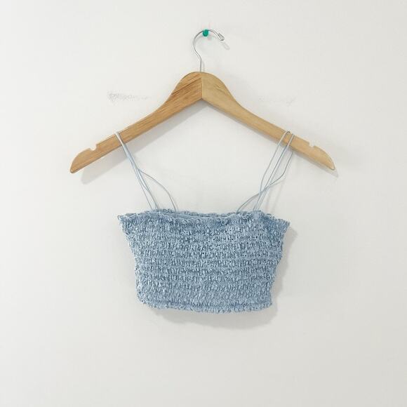 Hollister Gilly Hicks Blue Floral Smocked Bralette Size XS - Picture 1 of 7